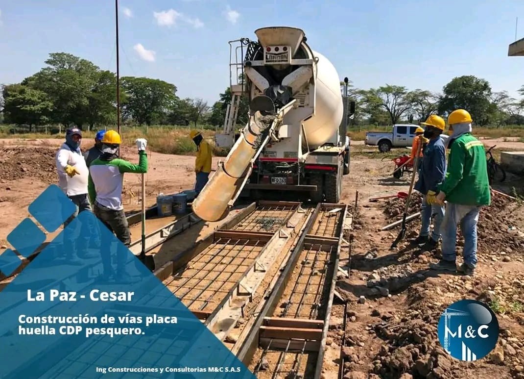 Construcción de vías Placa huella CPD pesquero